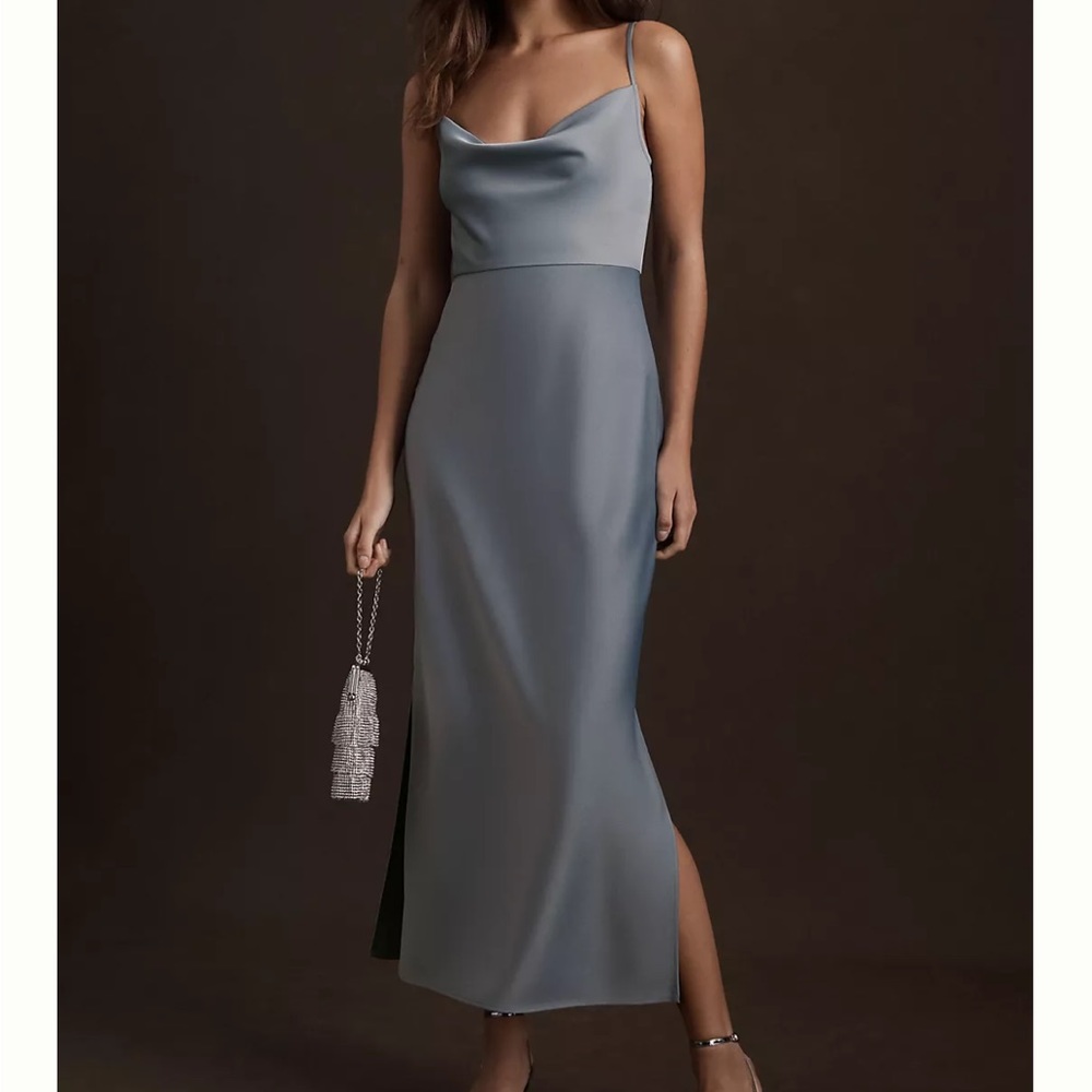 BHLDN Cali Satin Cowl-Neck Midi Slip Dress